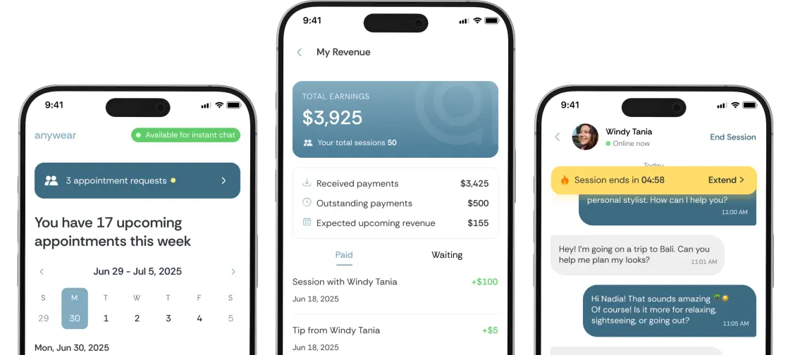 Phone mockup showing anywear app