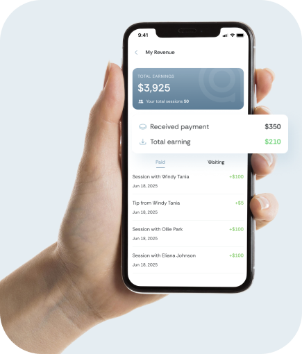 Phone showing earnings overview